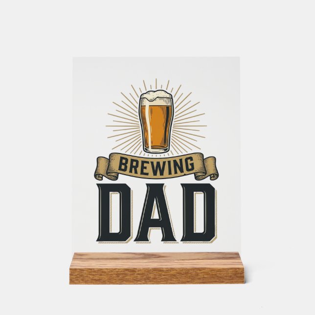 Brauender Papa Bier Vintage Gravur Shirt Design_1 Acrylschild (Vorderseite)