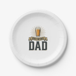 Brauender Papa Bier Vintage Gravur Shirt Design_1 Pappteller