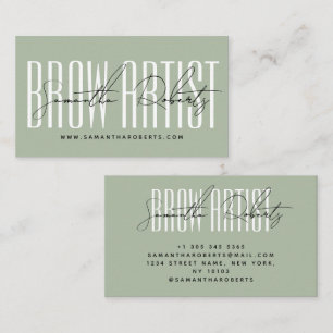 Brauenkünstler moderne Typografie Schrift sagegrün Visitenkarte