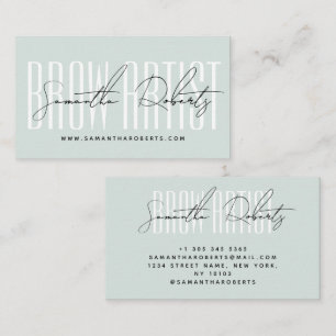 Brauenkünstler moderne Typografieschrift blau Visitenkarte