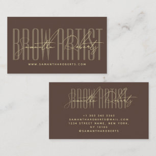 Brauenkünstler moderne Typografieschrift braun Visitenkarte