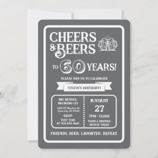 Brauerei Pub Geburtstags Cheers und Biere auf 60 J Einladung