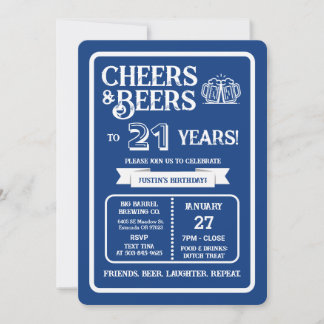 Brauerei Pub Geburtstags Cheers und Biere zum 21. Einladung