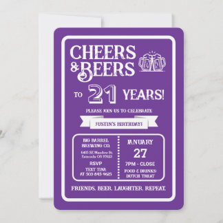Brauerei Pub Geburtstags Cheers und Biere zum 21. Einladung