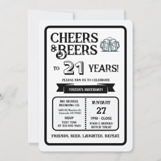Brauerei Pub Geburtstags Cheers und Biere zum 21. Einladung
