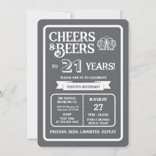 Brauerei Pub Geburtstags Cheers und Biere zum 21.  Einladung