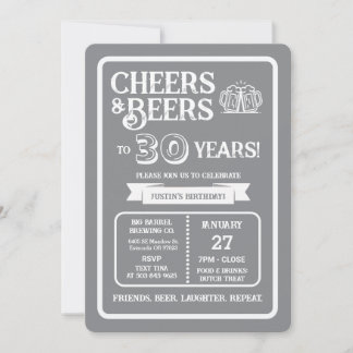 Brauerei Pub Geburtstags Cheers und Biere zum 30-j Einladung