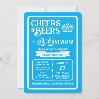 Brauerei Pub Geburtstags Cheers und Biere zum 40. Einladung