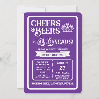 Brauerei Pub Geburtstags Cheers und Biere zum 40. Einladung