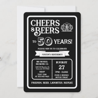 Brauerei Pub Geburtstags Cheers und Biere zum 50-j Einladung