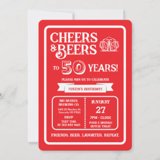 Brauerei Pub Geburtstags Cheers und Biere zum 50-j Einladung