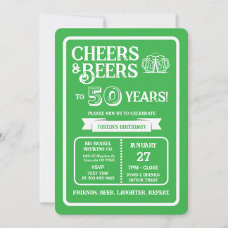 Brauerei Pub Geburtstags Cheers und Biere zum 50-j Einladung