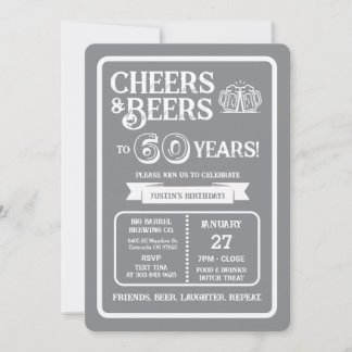 Brauerei Pub Geburtstags Cheers und Biere zum 60 J Einladung
