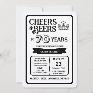 Brauerei Pub Geburtstags Cheers und Biere zum 70. Einladung