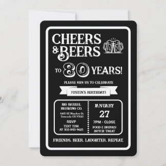 Brauerei Pub Geburtstags Cheers und Biere zum 80-j Einladung