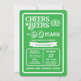 Brauerei Pub Geburtstags Cheers und Biere zum 90-j Einladung