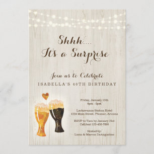 Brauereiüberraschung Geburtstagsparty  Rustikales  Einladung