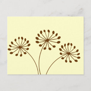 Braun Abstrakt Löwenzahn Floral Postkarte