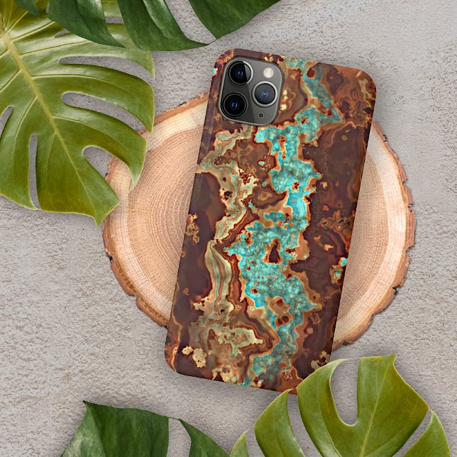 Braun Aqua Türkis Grüne Marbella Kunst iPhone Hülle (Von Creator hochgeladen)