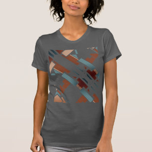 Braun Aquamarin Beige Diagonal Südwestliche Kunst  T-Shirt