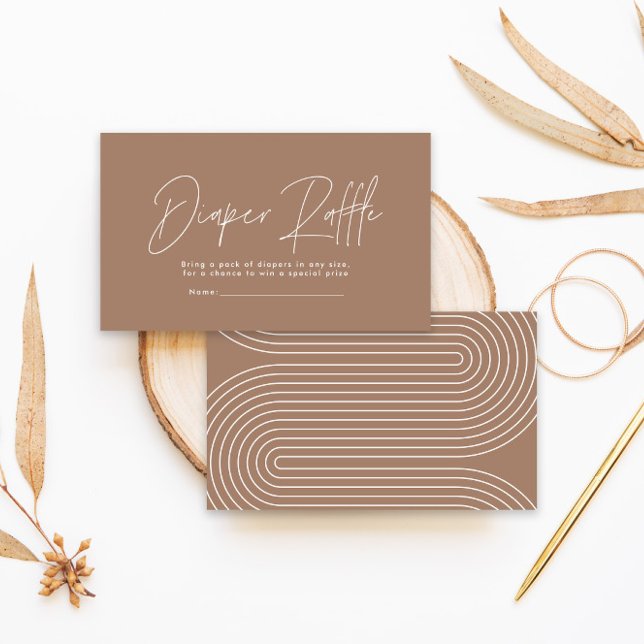 Braun-Babydusche-Windeln mit modernem Drehbuch Mitteilungskarte (Von Creator hochgeladen)