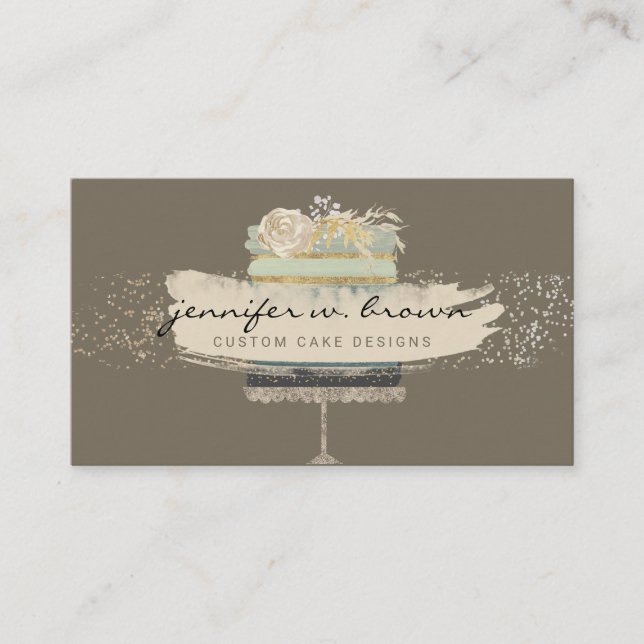Braun Backbäckerei Bright Wedding Cake Visitenkarte (Vorderseite)