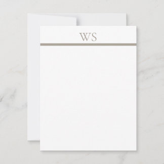 Braun Balken Monogramm Personalisierte Flache Noti Mitteilungskarte