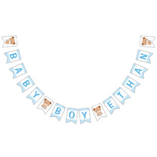 Braun Bear Baby Shower Bunting Flag (blau) Wimpelkette