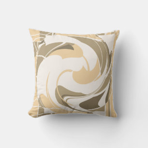 Braun Beige Abstrakte Blume auf Cremeweiß Kissen