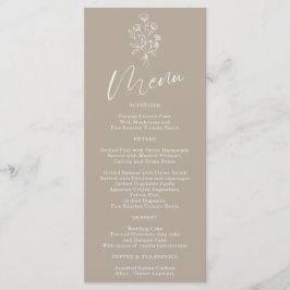 Braun Beige Blume Bohemisch Einfach Botanisch Menükarte