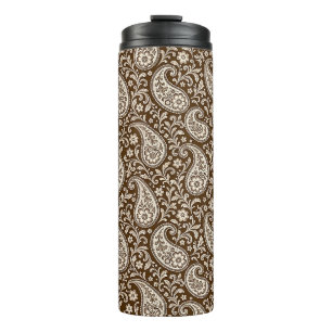 Braun-beige Blumen-Paisley im Vintage-Stil Thermosbecher