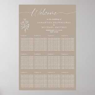 Braun Beige Botanisch Floral Willkommen Hochzeit Poster