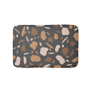 Braun, Beige, Hellbraun und Grau Terrazzo-Muster Badematte