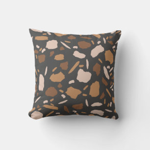 Braun, Beige, Hellbraun und Grau Terrazzo-Muster Kissen