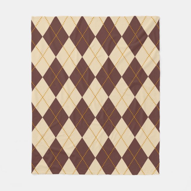 Braun Beige Herbst Argyle Diamantmuster  Fleecedecke (Vorderseite)