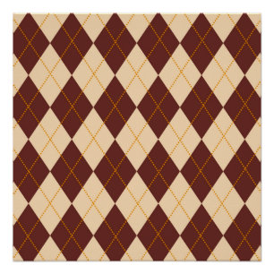 Braun Beige Herbst Argyle Diamantmuster  Poster