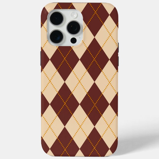 Braun Beige Herbst Raute Diamant Muster Case-Mate iPhone Hülle (Rückseite)
