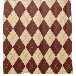 Braun Beige Herbst Raute Diamant Muster Duschvorhang