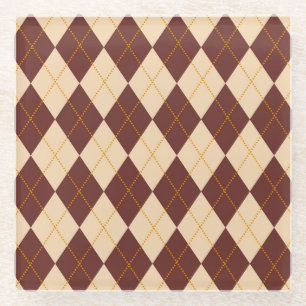 Braun Beige Herbst Raute Diamant Muster Glasuntersetzer