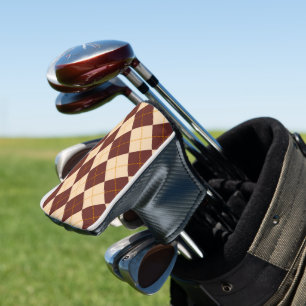 Braun Beige Herbst Raute Diamant Muster Golf Headcover