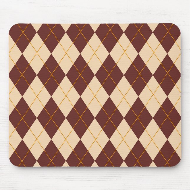 Braun Beige Herbst Raute Diamant Muster Mousepad (Vorne)