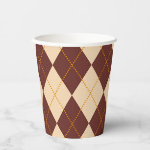 Braun Beige Herbst Raute Diamant Muster Pappbecher
