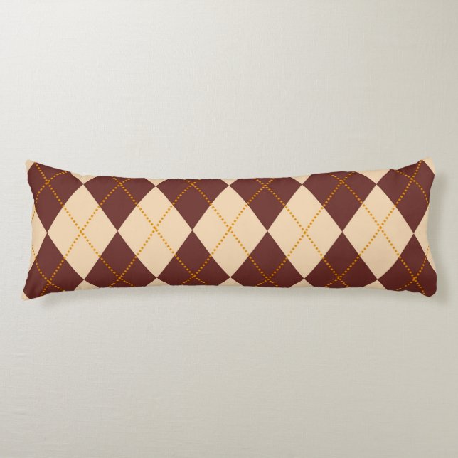 Braun Beige Herbst Raute Diamant Muster Seitenschläferkissen (Vorderseite)