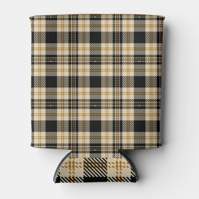 Braun Beige Kariertes Muster Dosenkühler (Vorderseite)