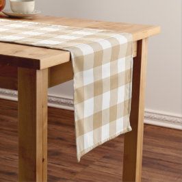 Braun Beige Karo Gingham Tischläufer