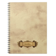 Braun + Beige Ornamentale Schriftrolle im Vintage-