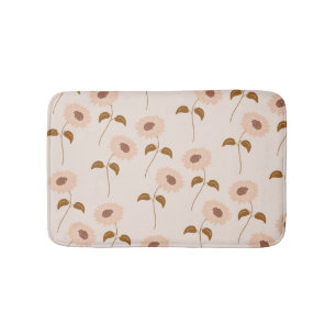 Braun Beige Retro Y2K Hippie Sonnenblumen Muster Badematte