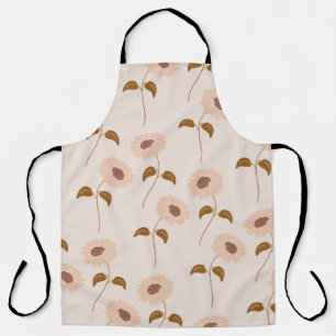 Braun Beige Retro Y2K Hippie Sonnenblumen Muster Schürze