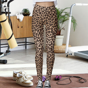 Braun Beige Safari Wildkatzenfell Leopardenmuster Leggings