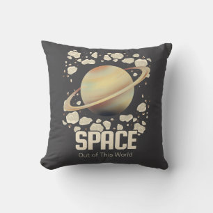 Braun Beige Saturn Planet Kissen